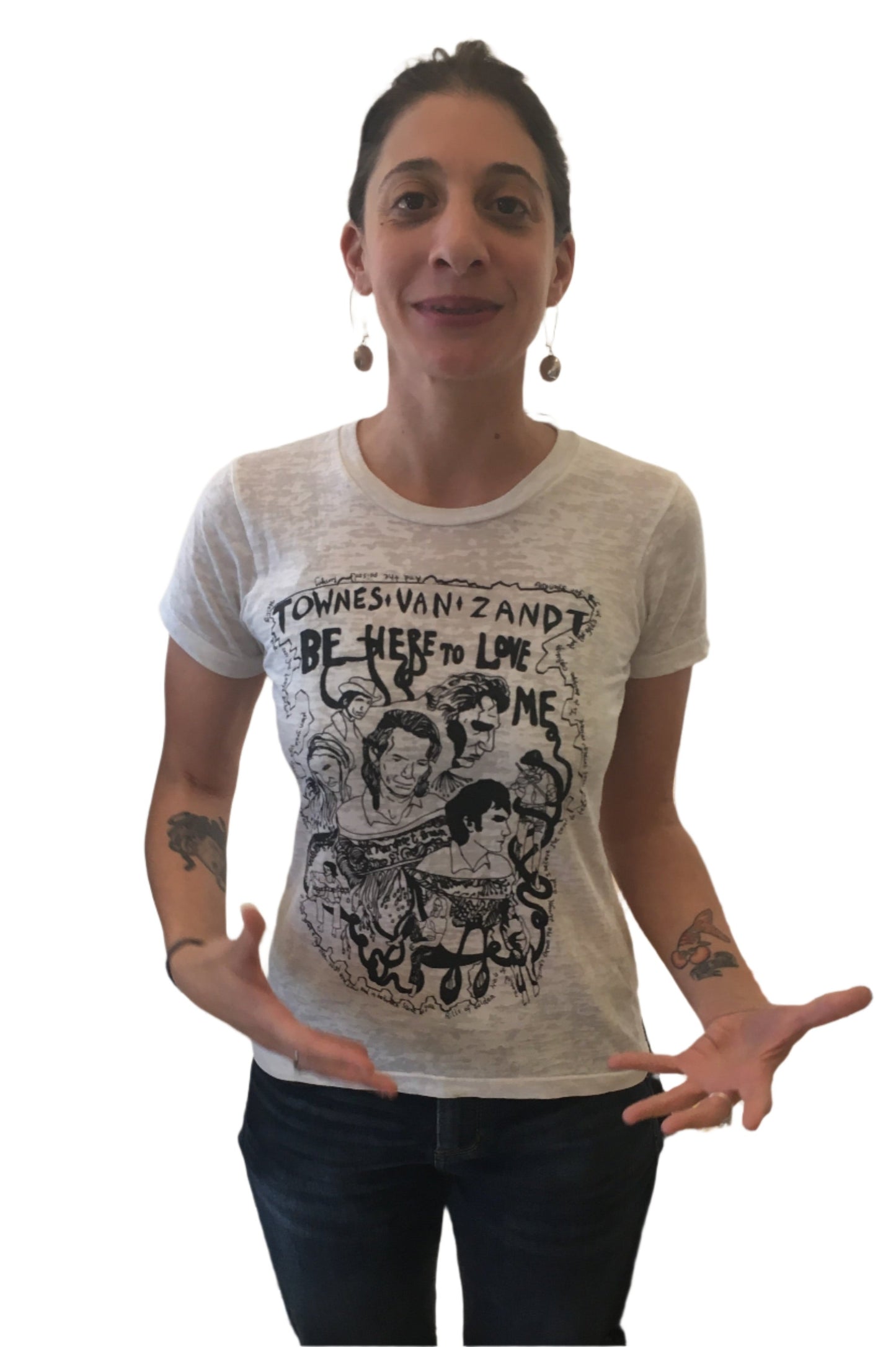 TOWNES VAN ZANDT t shirt handdrawn by Jordan Mattos one of 10 - SPECIAL HOLIDAY PRICE!