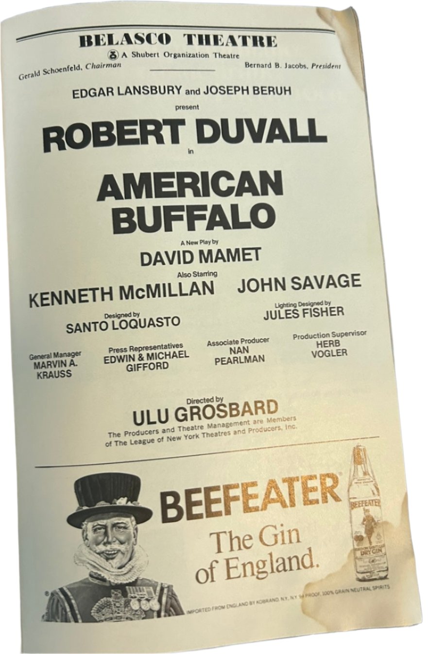 AMERICAN BUFFALO by DAVID MAMET original Playbill April 1977