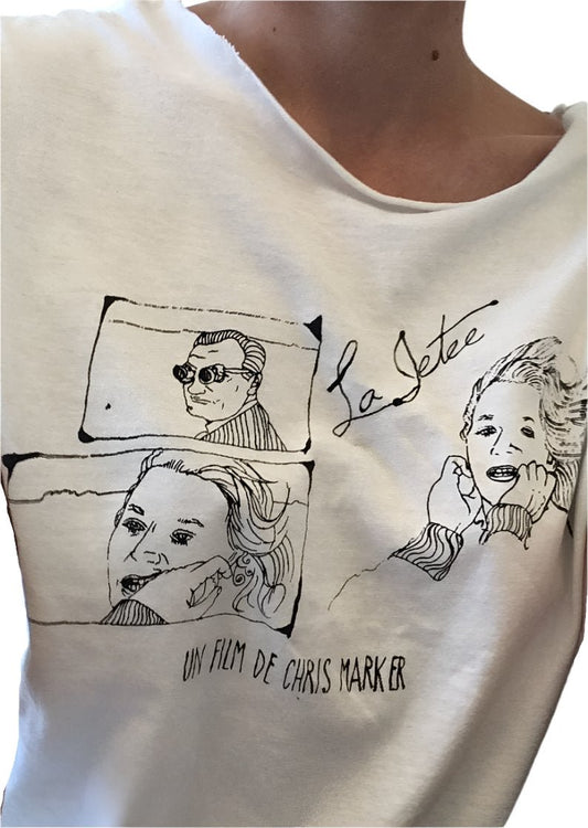 Chris Marker LA JETEE shirt by Jordan Mattos handdrawn one of a kind