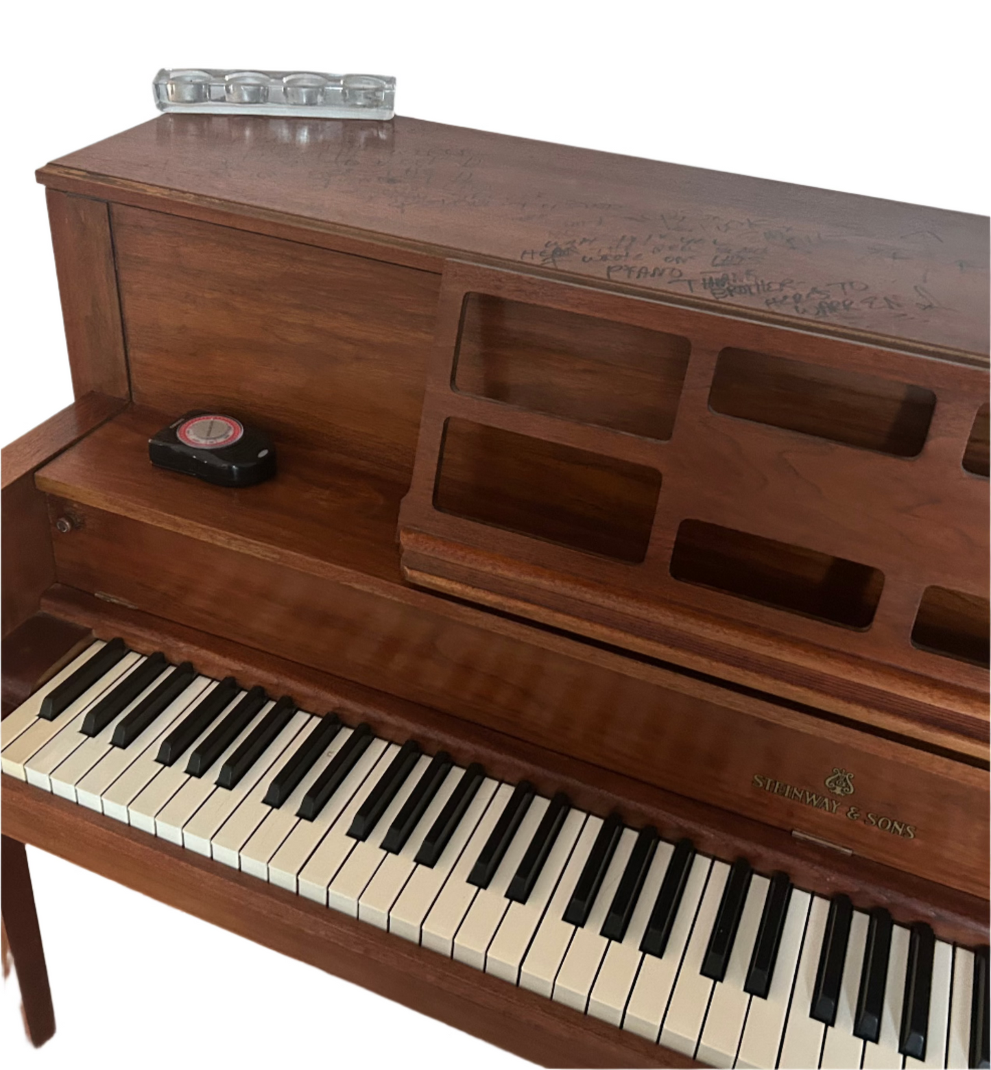 Warren Zevon's former Steinway and Sons piano signed by him and a music exec I can't remember
