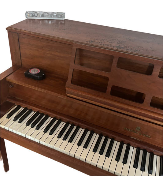 Warren Zevon's former Steinway and Sons piano signed by him and a music exec I can't remember