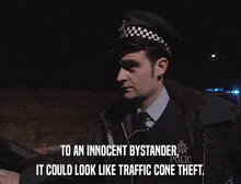TO AN INNOCENT BYSTANDER, IT COULD LOOK LIKE TRAFFIC CONE THEFT, I'm ALAN PARTRIDGE