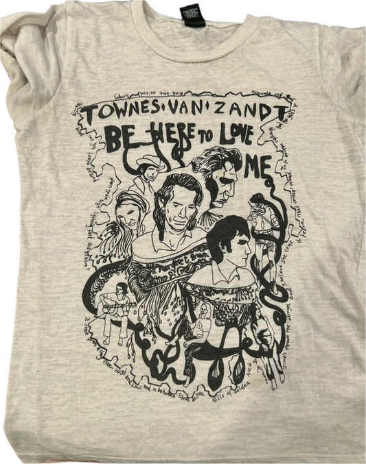 TOWNES VAN ZANDT t shirt handdrawn by Jordan Mattos one of 10 - SPECIAL HOLIDAY PRICE!